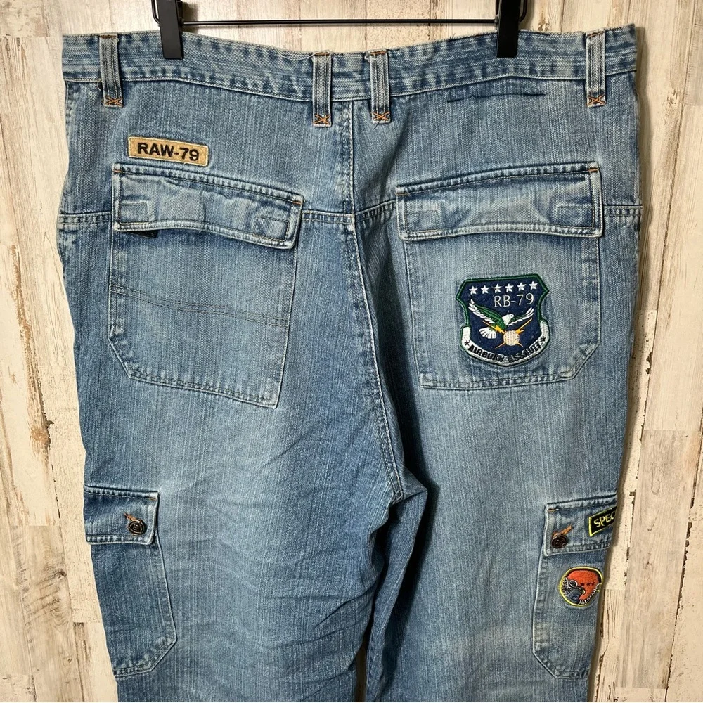 Vintage Y2K Patch Skater Loose Cargo Retro Jeans Mens Size 40 x 29 - Picture 6 of 10